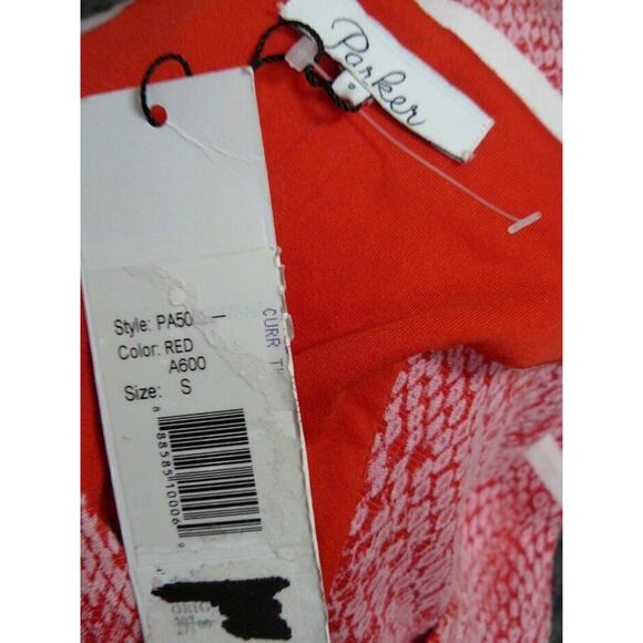 $297 Parker Yonkers Snakeskin Red V-neck Fit & Flare Cutout Back Dress Small NWT - Picture 9 of 9